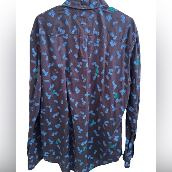 Men’s Tommy Hilfiger Blue Pineapple Long Sleeve Button Down Size XL - Picture 2 of 3